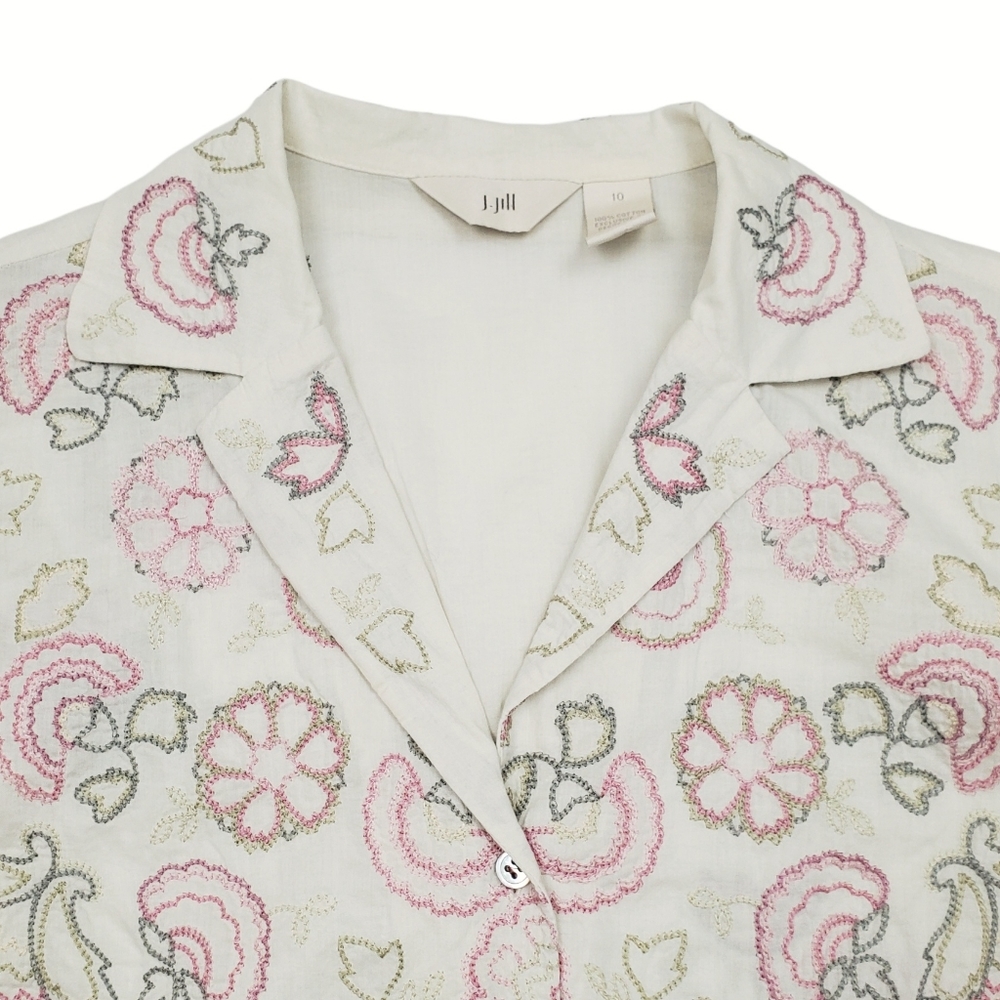 J. Jill White and Pink Button Down Shirt